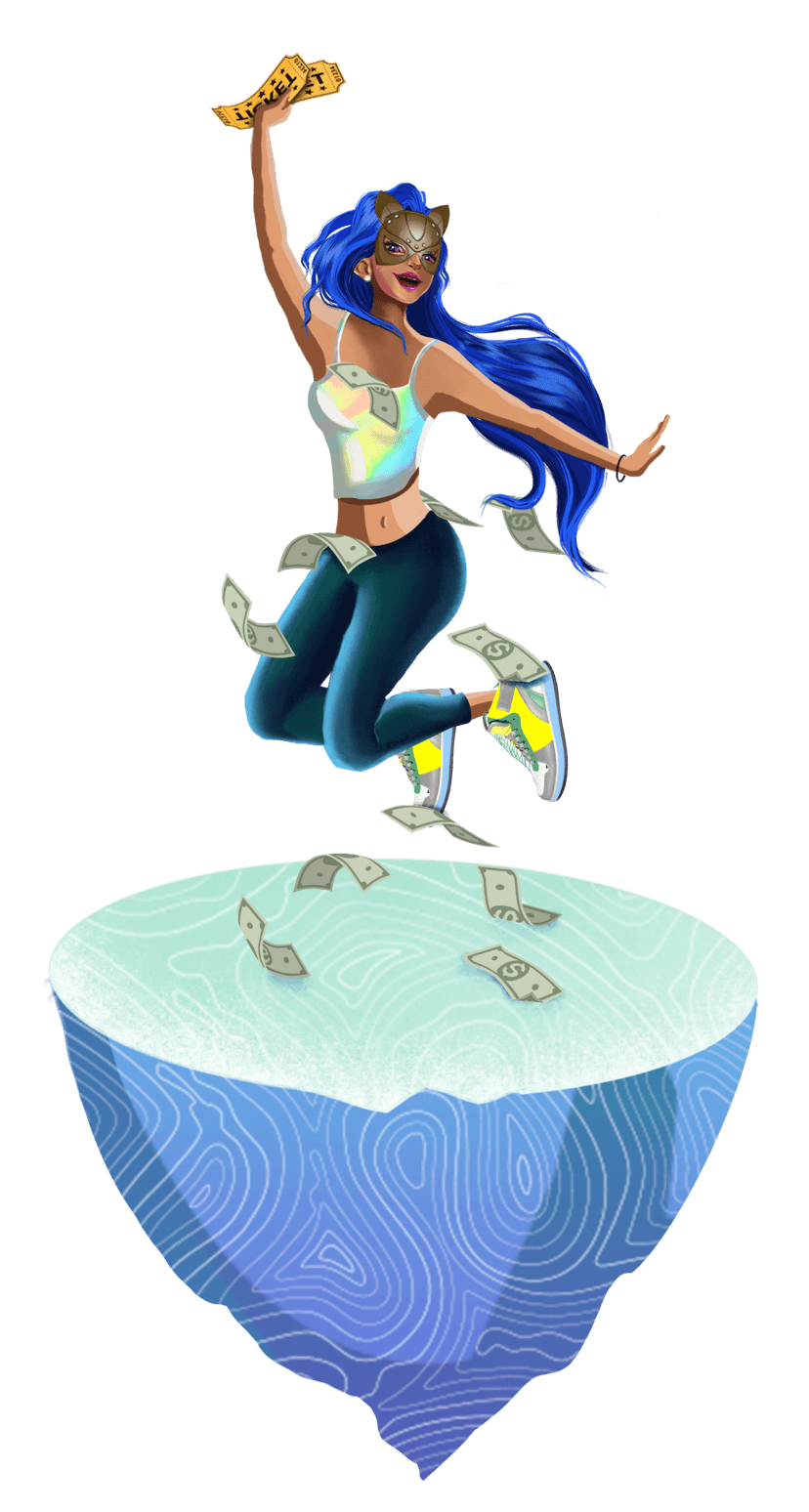 Jackpot image girls with money